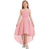 iEFiEL Elegante Abito da Principessa Bambina Ragazza Vestito Cerimonia da Damigella d'Onore Cocktail Festa di Compleanno Sposa Nozze Rosa 11-12 Anni