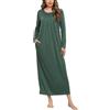 Leversic Camicia da Notte Donna Manica Lunga Camicia Lunga Donna Invernale Camice da Notte Cotone Vestito da Notte con Tasche Camicia Donna Elegante Verde Scuro S