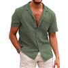 COOFANDY Camicia Hawaiana a Maniche Corte Camicia Estiva a Maniche Corte Camicia in Lino da Uomo