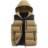 Generic Gilet invernale con cappuccio rimovibile per uomo, imbottito trapuntato, senza maniche, con cerniera, caldo capospalla casual, colore caffè, taglia 3XL