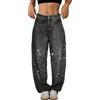 Generico Jeans Donna con Glitter Vita Alta Larghi Pantaloni Denim Curvy Vintage comodità Elasticizzati Baggy Pantalone Brillantini Jeans Lucidi Dritti a Gamba Larga 2026 Primavera Moda