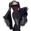 FENXIXIONE Coprispalle Gotico Da Donna Gotico Cardigan In Pizzo Maglia A Campana Scialle Con Maniche A Rete Top Y2k Camicia Punk (M,Nero 1)