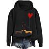 Generic Maglione caldo con cappuccio da donna a maniche lunghe Top da donna coppia con cuore amore San Valentino felpa con cappuccio casual a maniche lunghe abiti da allenamento 2025 autunno abbigliamento