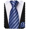 Hi-Tie Set di cravatta auto-allacciata per ragazzi in seta, con fazzoletto da taschino, per matrimoni, per bambini di età 8-11 anni, Blu