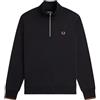 Fred Perry - Felpa da uomo a mezza zip, Nero S77, M