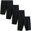 Nuofengkudu Uomo Pacco da 4 Lunghi Boxer Aderenti Senza Cuciture Mutande Elasticizzato Cotone Traspirante Underwear Sportivi Slip(Nero,XL)