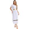 TiaoBug Costume Dea Greca Romana Donna Vestito divinità Atena Olimpia Abito Toga Dio Greco Romano Vestito da Regina Egiziana Costume Carnevale Halloween Natale Bianco L