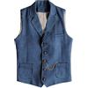 Tuikayoo, gilet da uomo western, in tweed a spina di pesce, in lana, vestibilità slim, Blu, M