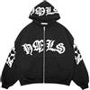 Silver Basic Giacca Y2K da Uomo Felpa con Cappuccio Hip-Hop Style Pullover Zip Hoodie a Maniche Lunghe Y2k Streetwear Tops 3XL,Black-2