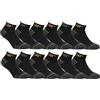 Caterpillar 12 Paia Calzini Sneaker Lavoro Lunghezza Caviglia - Rinforzo Punta Tallone - Supporto Arco Plantare - Cotone (Nero, 47-50)