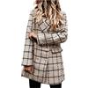 Generic Blazer da donna, giacca di lana a quadri, elegante giacche doppiopetto moda business abbigliamento da lavoro invernale classico stampa scozzese cappotto confortevole risvolto dentellato Outwear con