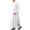 LVCBL Caftano da uomo a maniche lunghe Thobe con tasche, vestibilità universale M-3XL, bianco, XXXL