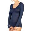 EGI Maglia Donna Manica Lunga a Costine in Lana 85% e Seta 15% con Bordo Plissé