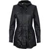 Infinity Leather Trench Nero Trapuntato da Donna in Pelle con Cappuccio Staccabile S