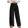WINKEEY Pantaloni Pigiama Donna Invernali in Flanella Pantaloni Comodi e Morbidi in Pile Loungewear Lounge in Tinta Unita,Nero M