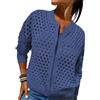 Generic Cardigan all'Uncinetto con Zip e Decorazioni Traforate - Giacca Maglia Leggera con Ricami a Pizzo Donna(Blue,3X-Large)