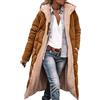 Valtorixia Vestiti invernali da donna 2025 cappotti lunghi in pile di shearling oversize con cappuccio, Marrone Intenso, 3XL