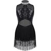 CHICTRY Vestito da Danza Classica Bambina Abito da Pattinaggio Artistico Vestito da Balletto Ballerina Latino Abito da Ballo Paillettes Body Ginnastica Saggio Nero C 10 anni
