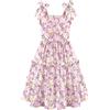Arshiner Ragazze Abito Spalline a Papillon Bambini Vestito Cotone Estivo Elegante Abiti Senza Maniche A Tapezio Abito per Ragazze 11-12 Anni Rosa & Fiore