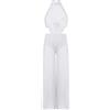 CHICTRY Tuta da Ballo Latino per Bambina Pantaloni a Gamba Larga a Vita Alta in Tulle Jumpsuit Elegante Body da Ginnastica Artistica Leotards Danza Classica Bianco A 9-10 anni