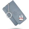 Baur since 1976 Baur portachiavi da donna in vera pelle - astuccio chiavi con anello in metallo e chiusura a bottone - piccolo portafoglio con cerniera per banconote, monete e carte (Blu colomba)