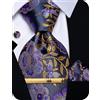 YourTies Set di cravatte in seta per uomo, motivo a quadri, paisley, floreale, con pochette quadrata, gemelli e fermacravatta, per matrimonio, festa, lavoro, occasioni formali, Taglia unica