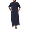 YAOHUOLE Kaftan Uomo Lungo Thobe Uomo Manica Lunga Caftano Uomo con Tasche Universale Fit, 02 blu scuro., M