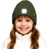 ATNKE Bambini LED Illuminato Berretto Cappello,USB Ricaricabile 4 LED Corsa Cappello Lampada Torcia Mani Invernale Calda Pile Foderato Lavorato Beanie Regali per Ragazzi e Ragazze/Dark Army Green