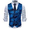 Allthemen Mens Paisley Jacquard Suit Gilet monopetto Vest Slim Fit Button Down Prom Abito formale Gilet Blu S