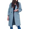 RENYIN Cappotto lungo da donna con risvolto cappotto tinta unita casual Outwear classico inverno giacche calde, Azzurro, L