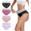 wirarpa Slip Elasticizzato Mutande Donna Cotone Vita Alta Intimo Mutantina Traspirante Pacco da 4 Multicolor-A50 Taglia XS