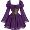 Bauzuoyo Abito gotico da donna rinascimentale retrò, abito corto sexy medievale, per cosplay, carnevale, Halloween, costume vintage, mini abito elegante a maniche lunghe, abito da pirata