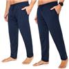 CityComfort Pantaloni Pigiama Uomo, Pantaloni Pigiami con Tasche - Pacco da 2 (2XL, Blu/Blu, Coulisse in Vita)