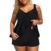 Generic Costume Donna Piscina - Costume da Bagno Donna Curvy Due Pezzi Tankini con Pantaloncini Coppe Imbottite Senza Ferretto, Top Incrociato, vestibilità Comoda Mare Piscina Estate Lago