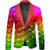 Rrongwn Giacche Da Uomo Arcobaleno Funky Suit Rainbow Abiti Sportivi Da Sposa Blazer Moda Vestito Da Uomo Festa Giacche Elegante Un Bottone Tempo Libero Scenario Spettacolo Cappotto, Vino, L