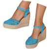 Lggwunsi espadrillas donna, Sandali Da Donna Estivi, Espadrillas Con Zeppe, Piattaforma Scarpe A Punta Chiusa, In Pizzo, Comodità, Cinturino Alla Caviglia, Vintage Per Vacanze, Tacco Chiuso, Blu, 39