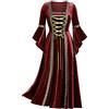 Generic Costume Medievale da Donna, Stile Rinascimentale, Vintage, a Tunica, Gotico, in Velluto, Stile Irlandese, Taglie Forti, a Vita Alta, Maxi Abito da Principessa, Abito Principessa, Costume
