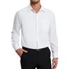 HISDERN Camicia Uomo Elegante Bianca Camicie da Uomo Manica Lunga di Cotone con Taschino Bottoni Regular Fit Formale Tinta Unita No Stiro 4XL