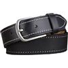 Anopo Cintura Elastica per Uomo in Nylon con Estremità in Vera Pelle Cintura da Golf Intessuta per Pantaloni Jeans Lunghezza 115cm Nero