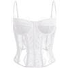 Dealmore. corsetto per donne, in pizzo, con spalline sottili, per uscire, appuntamenti, feste, alla moda, di tendenza, bianco, Medium