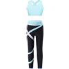 MSemis Tuta da Ginnastica Bambina Crop Top Canottiera Ragazza Pantaloni Sportivi Leggins Lunghi Sportivi Fitness Completo Sportivo Yoga Danza Jazz Moderna Palestra