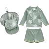 XIXIMAON Costume da bagno per bambino maschio 3 pezzi anti UV maglietta a maniche lunghe + pantaloncini da bagno + cappello da sole costume da bagno piscina nuoto spiaggia, 4-5 Anni