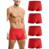 HOEREV Boxer da Uomo in Modale Super Morbido, Confezione da 4,4Rosso,XS