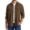 Enlision Giacca Camicia Uomo Velluto a Coste Sovracamicia Leggera Manica Lunga con Tasche a Patta Stile Workwear Vintage Layering Top Marrone L