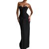 Generico Vestito Donna Elegante Senza Maniche - Abiti da Donna Senza Spalline Tinte Unite, Abiti Lungo Smoking Moda Affascinante, Dress Sexy Raffinato Adatto per L'Estate