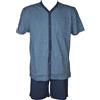 RAGNO Pigiama Uomo Corto Maglia Mezza Manica Aperto Davanti in Maglina di Cotone Articolo U888N0, B88F Fantasia Naval accademy geometrie, Taglia 54