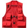 RUMAOZIA Gilet da pescatore, estivo, da uomo, con rete multi-tasca, senza maniche, leggero, traspirante, per il tempo libero, per la caccia e il pescatore, per il campeggio, le escursioni, Z04 rosso