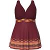 Ulla Popken Abito da Bagno con Bordure Boho, Coppe morbide e Fodera di Power Mesh Rosso Porpora 46 847142546-46