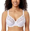 DELIMIRA Donna Reggiseno con Ferretto Taglie Forti Pizzo Senza Imbottito Sostegno Bianco 8C