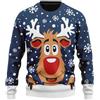 Generico Felpa natale uomo-Maglione Natale Uomo Divertente con Renna Stampa Natalizia Pullover Natalizio per Feste Invernali
